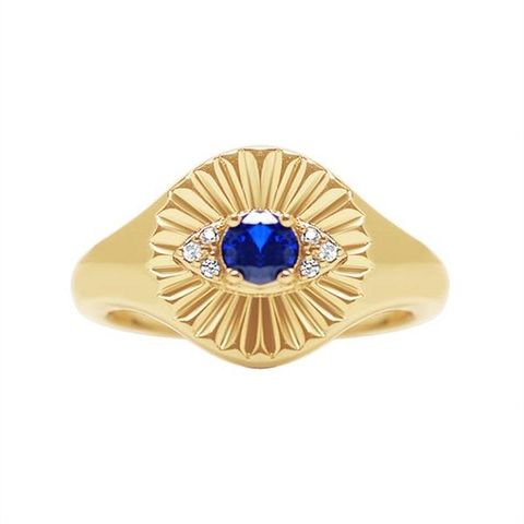 Hot-selling Ring Classic Devil's Eye Bracelet Copper Plated 18k Gold Sapphire Open Ring