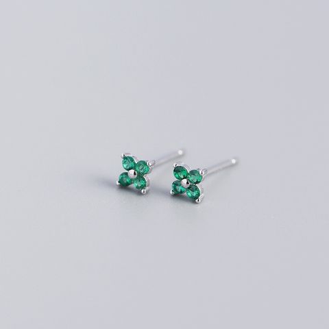 Fashion Flower Plating Gem Earrings Ear Studs