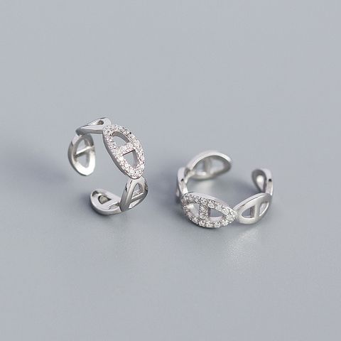 Yhe0370 S925 Silver Metal Pig Nose Diamond Ear Bone Clip White Fungus Jewelry