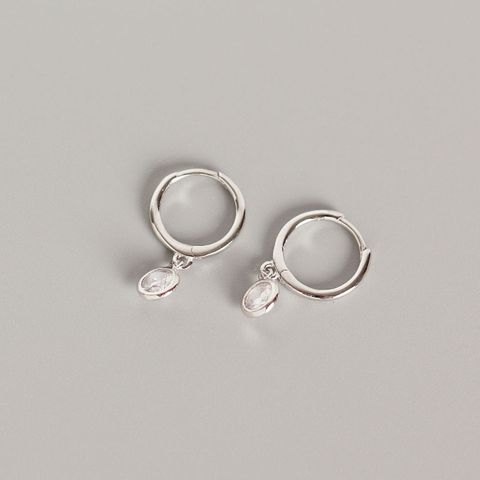 Yhe0127 Hot-selling S925 Sterling Silver Minimalist Circle Inlaid Zircon Earrings
