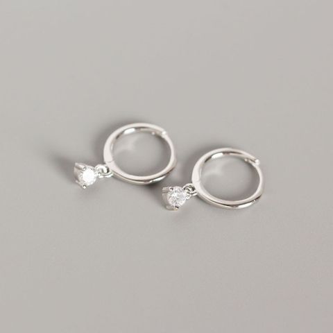 Yhe0128 Earrings S925 Sterling Silver Geometric Minimalist Zircon Round Earrings