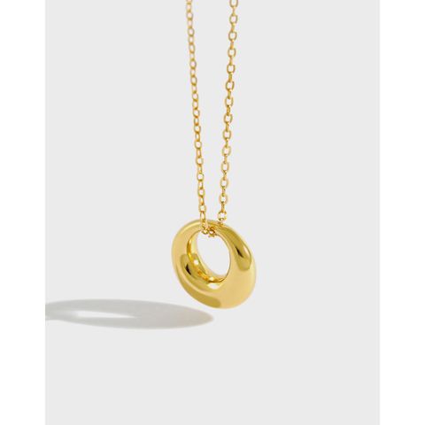 Hxl288 Korean S925 Sterling Silver Fashion Minimalist Geometric Ring Short Clavicle Necklace Silver Chain Ornament