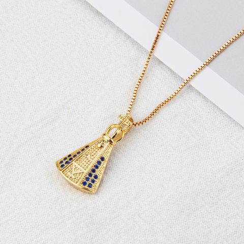 European And American New Inlaid Zirconium Virgin Necklace Men's And Women's Spot Direct Supply Simple Copper-plated Gold-style Religious Belief Pendant