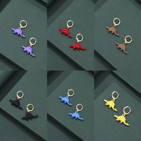New Personality Cartoon Dinosaur Earrings Fashion Small Cute Dinosaur Multicolor Earrings