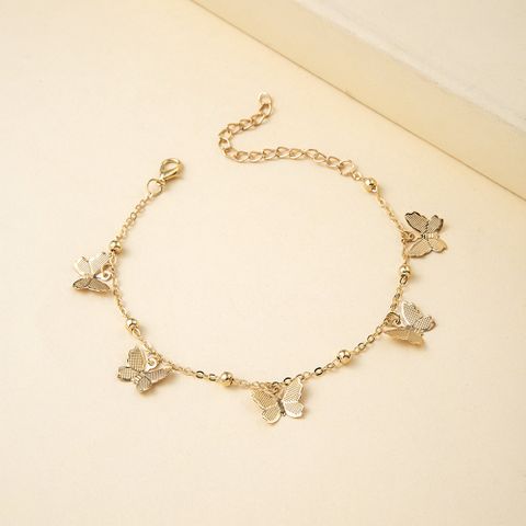 European And American Cross-border New Fashion Creative Butterfly Anklet Personality Ins Wind Five Butterfly Alloy Anklets Foot Ornaments