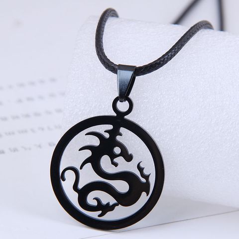 Korean Fashion Metal Simple Auspicious Loulong Stainless Steel Personality Necklace