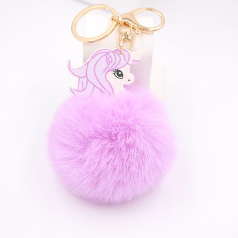 Unicorn Fur Ball Keychain Crane Machine Girls' Wallet Children Schoolbag Pendant Boutique Supply Customized Wholesale