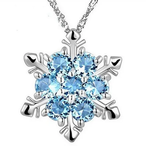 Christmas Series Korean Style Trendy Snowflake Full Zircon Pendant Crystal Sparkling Necklace Factory Direct Sales