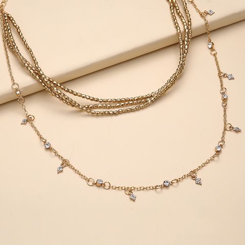 Cross-border New Arrival Chain Set Diamond Xingx Multilayer Collarbone Necklace Personality Eight-pointed Stars Beaded Necklace Necklace Women