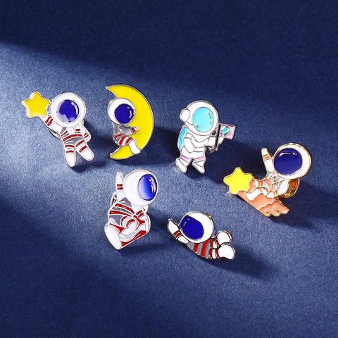 Cross-border New Arrival Astronaut Series Brooch Drip Badge Astronaut Moon Landing Pin Bag Shirt Accessories Wholesale