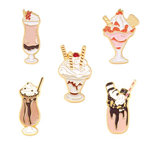 European And American New Cool Drinks Series Alloy Brooch Creative Man And Woman Cartoon Cream Ice Cream Style Badge