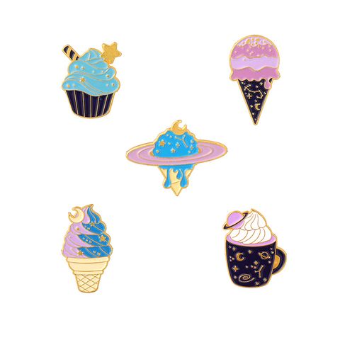 Japanese Cute Ice Cream Cup Alloy Brooch Creative Cartoon Cone Shape Paint Pin Clothes And Bags Accessories