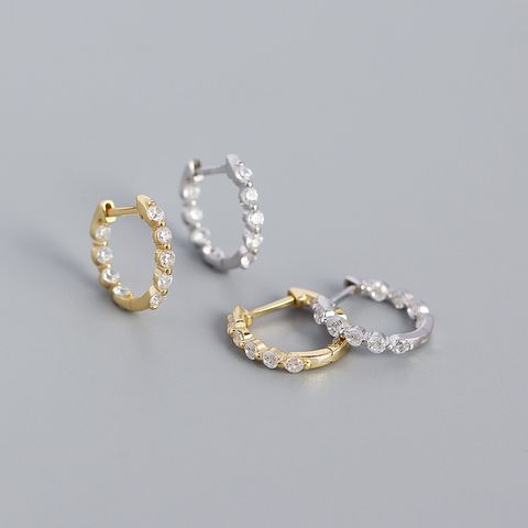 New S925 Silver Geometric Zircon Diamond Earrings Wholesale