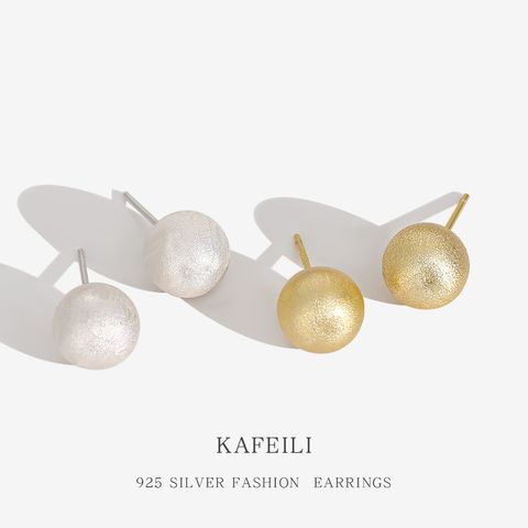 Korean S925 Silver Earrings Design Sense Simple Gold-plated Small Round Beads Peas Earrings