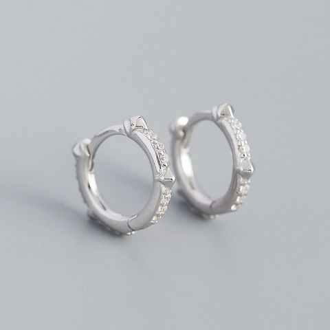 S925 Silver Geometric Rivets Diamond-studded Wild Earrings Ear Buckles