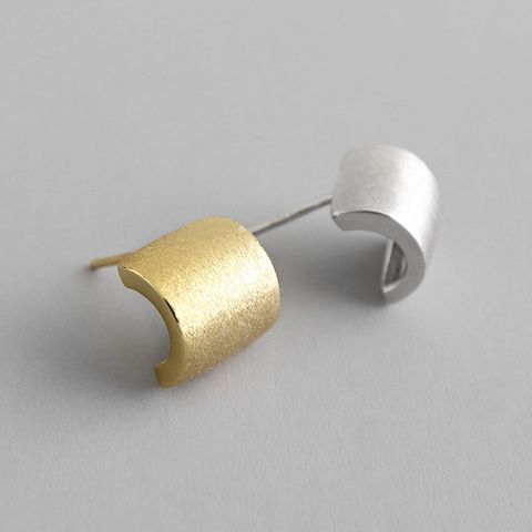 Korean Version Of S925 Sterling Silver Earrings Geometric Half-ring Earrings Silver Earrings