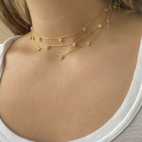 Schmetterling Halskette Kupfer Überzogen 18k Echtgold Halskette Schlüsselbein Kette Schmuck