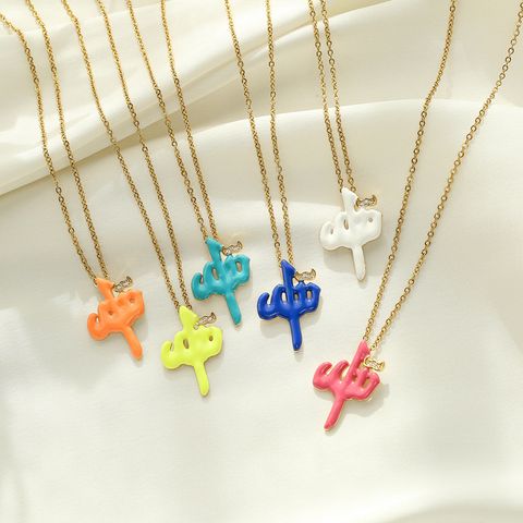 Arabic Alphabet Dripping Oil Necklace Color Fluorescent Color Jewelry Wholesale