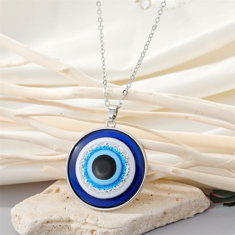 European Cross-border Sold Jewelry Retro Simple More Sizes Devil's Eye Necklace Round Blue Eyes Clavicle Chain Female