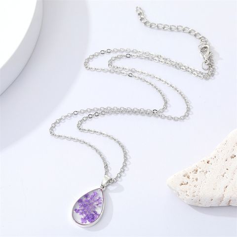 Cross-border Sold Jewelry Drop Shape Transparent Resin Dried Flower Necklace Bohemian Preserved Fresh Flower Starry Clavicle Chain
