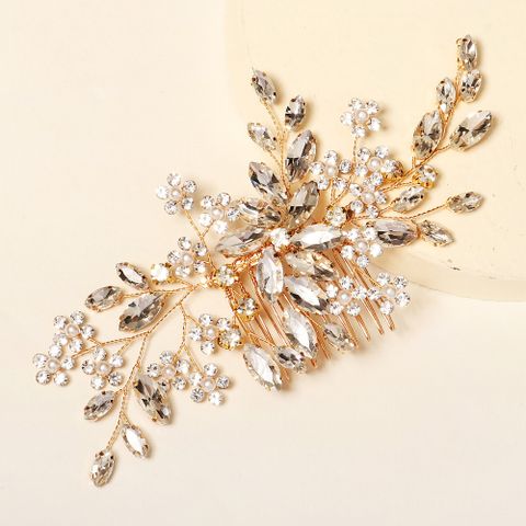 New Bridal Jewelry Wedding Dress Hair Headdress Handmade Flower Comb Rhinestone Hair Comb