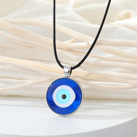 Cross-border Sold Jewelry Personality Simple Blue Glass Devil's Eye Pendant Necklace Turkey Round Eye Keychain Pendant