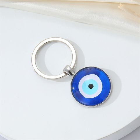Cross-border Sold Jewelry Personality Simple Blue Glass Devil's Eye Pendant Necklace Turkey Round Eye Keychain Pendant