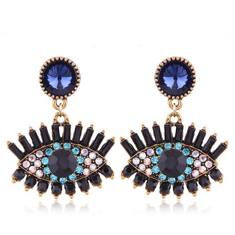 European And American Fashion Metal Diamond-studded Devil's Eye Exaggerated Earrings
