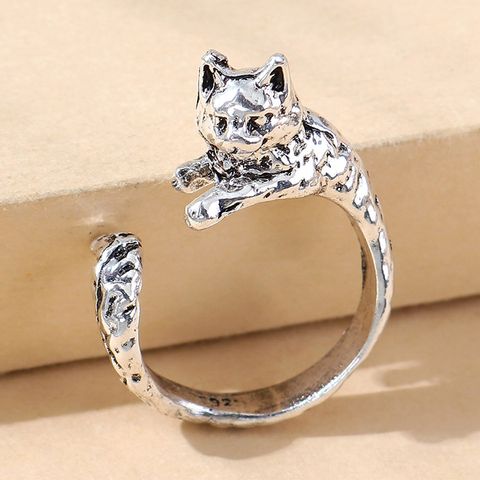 Wholesale Jewelry Simple Style Animal Cat Alloy Open Rings