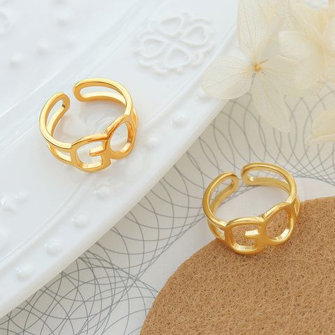 European And American Ins Style Niche Personality Go Open Ring Female Ring Stainless Steel Plated 18k Real Gold Female A295