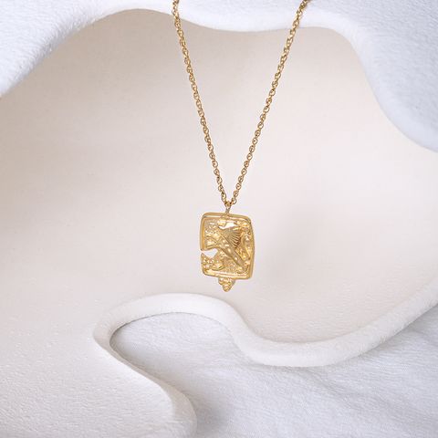 Lion Contour Three-dimensional Necklace Titanium Steel Plated 18k Real Gold Collar Clavicle Chain