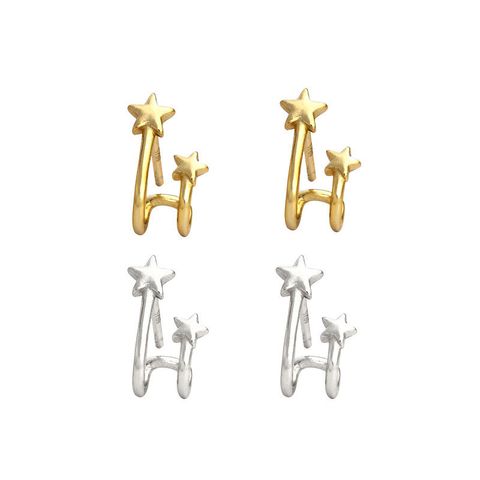 Simple Double-layer Star Earrings Fashion Exquisite Five-pointed Star Earrings Ear Jewelry