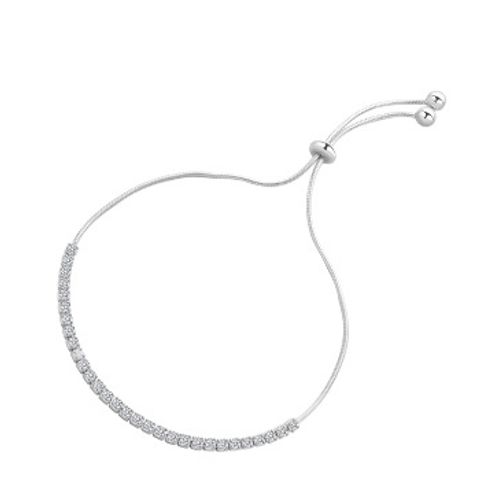 Elegant Square Sterling Silver Inlay Rhinestones Drawstring Bracelets