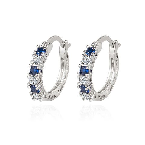 Fashion Aquamarine Earrings Female Diamond Zircon Fashion Copper Earrings