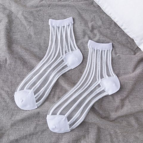 Retro Polka Dot Love Vertical Strips Glass Silk Card Silk Socks Women's Tube Socks Wholesale