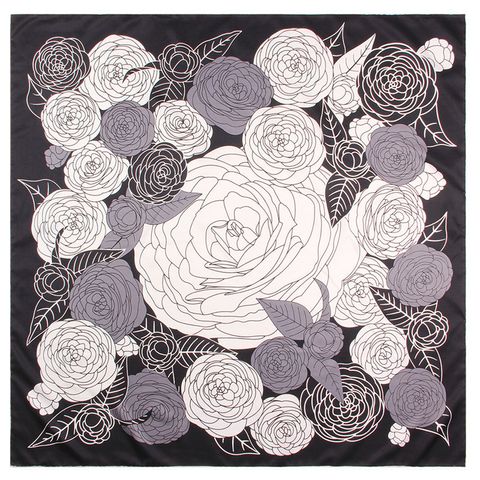 New Hand-curled Silk Scarf Twill Square Scarf Plain Hand-painted Rose Silk Scarf Shawl Headscarf