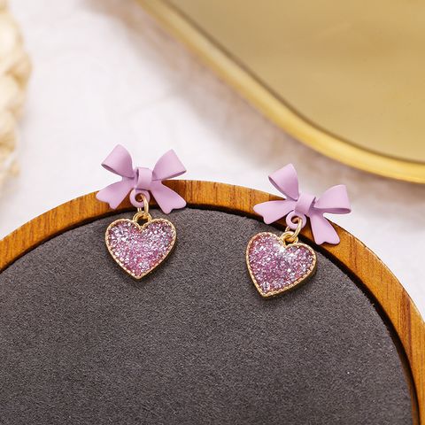 Sterling Silver Needle Earrings Simple Purple Love Heart Stud Earrings South Korea Dongdaemun Temperamental Earrings Earrings Factory Wholesale