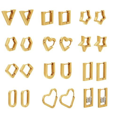 Fashion Geometric 304 Stainless Steel 18K Gold Plated Earrings