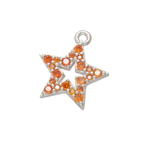 Micro-inlaid Colored Heart Five-pointed Star Small Pendant Diy Jewelry Accessory