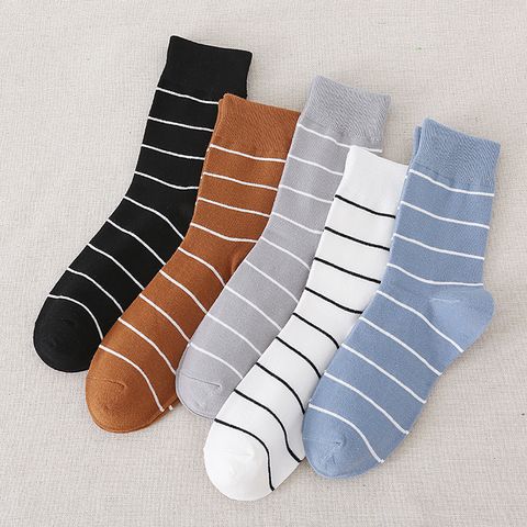 Socks Men's Tube Socks Cotton Socks Business Casual Striped Deodorant Socks