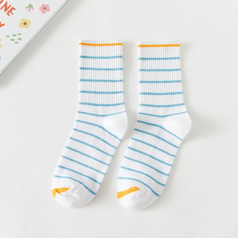 Socks Women's Tube Socks Autumn And Winter Stockings Blue Stripes College Style Stockings