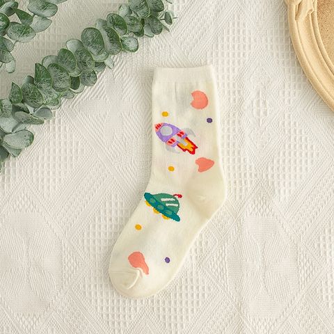 Autumn And Winter New Tube Socks Outer Space Series Cartoon Cotton Socks Wholesale