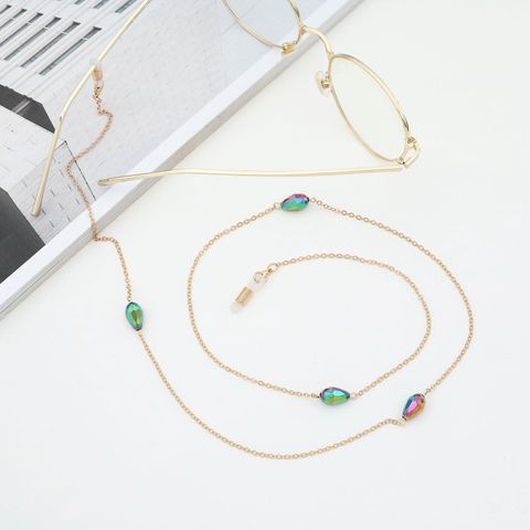 Fashion Chain Colorful Water Drops Crystal Beads Handmade Eyeglasses Chain Reading Glasses Anti-lost Chain
