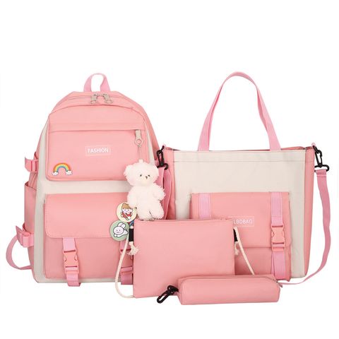 New Korean Style Student Fashion Multi-purpose Junior The Campus Of Middle School College Student Four-piece Schoolbag Backpack