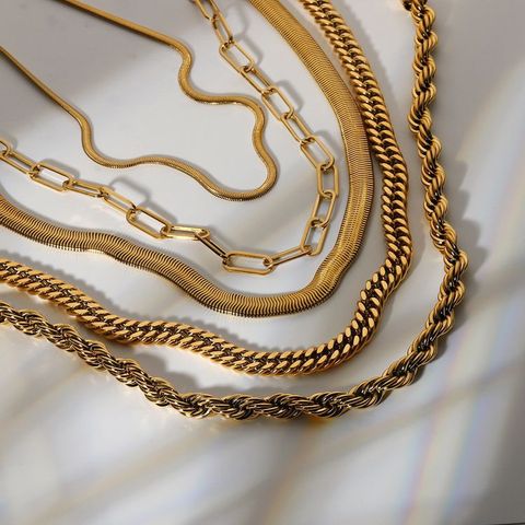 Verdrehte Kubanische Kette 18k Vergoldete Edelstahl Halskette Hip Hop Halskette Großhandel