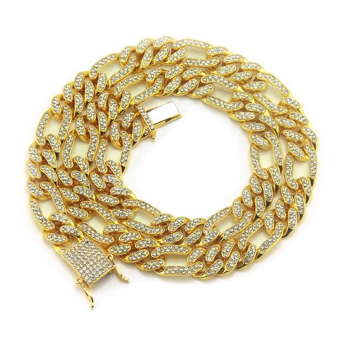 Fashion Three Short And One Long Diamond-studded Cuban Gold Chain Trendy Male Necklace