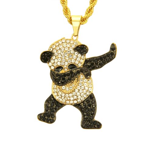 Colgante De Panda De Diamantes De Hip-hop Europeo Y Americano, Colgante Largo Exagerado