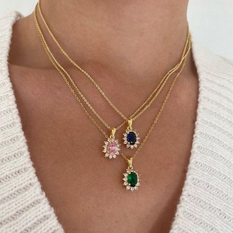 New Creative Retro Sun Necklace Pink Alloy Diamond Sun Necklace Female Wholesale