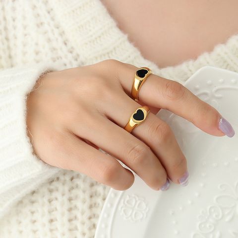 Europäische Und Amerikanische Schwarze Herz Ring Mode Fingerring Titan Stahl Ring
