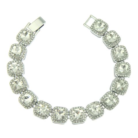Hip-hop Men's Short Square Diamond Full Diamond Cuban Chain Necklace Bracelet Wholesale